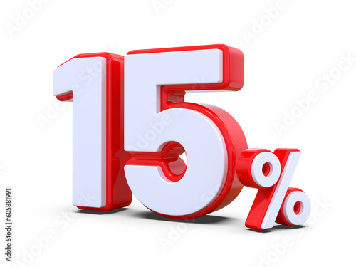 Number 15 Percent Discount Off Red