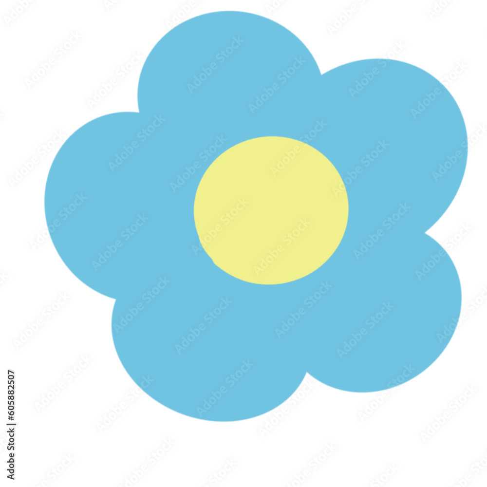 Light blue cute daisy flower illustration hand drawn. Light blue cute daisy flower illustration hand drawn.