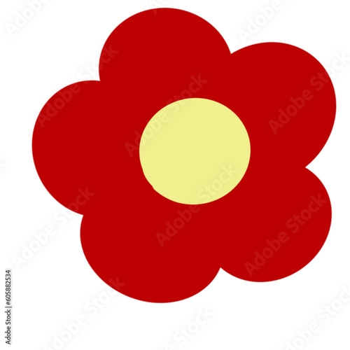 Obraz na płótnie Red cute daisy flower illustration hand drawn.