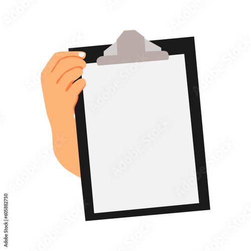 hand and task illustration on clipboard