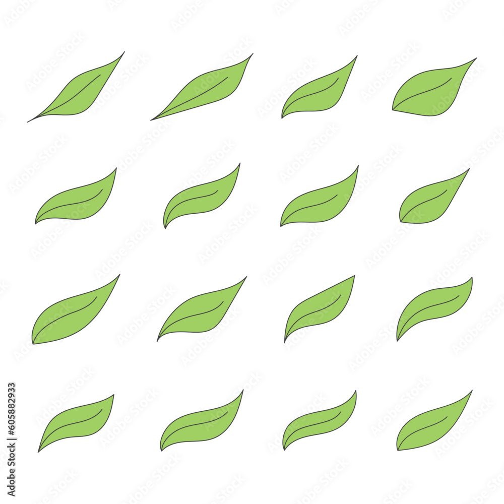 Green leaves set icon isolated vector illustration. Green leaves set icon isolated vector illustration.