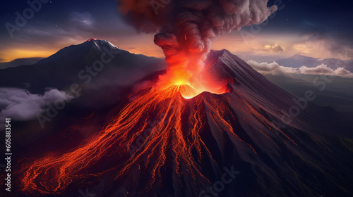 fire in the mountains volcano