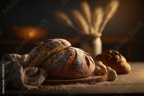 Bakery products, baking industry. food products baked from flour, yeast, salt, water and additional raw materials for bakery products. Bagels, buns, rolls, biscuits and loaf breads. Generative AI