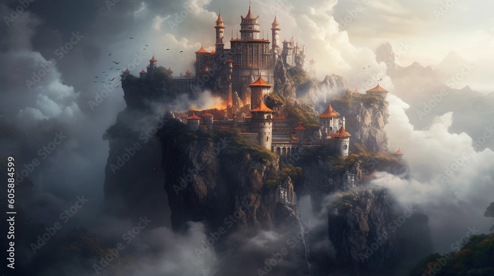 Fototapeta premium castle in the fog