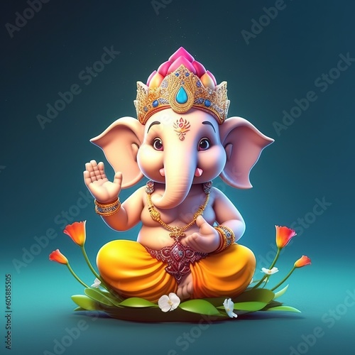 Ganesh Chaturthi, Invitation, Happiness, Ganesha, God .Ai Generated photo