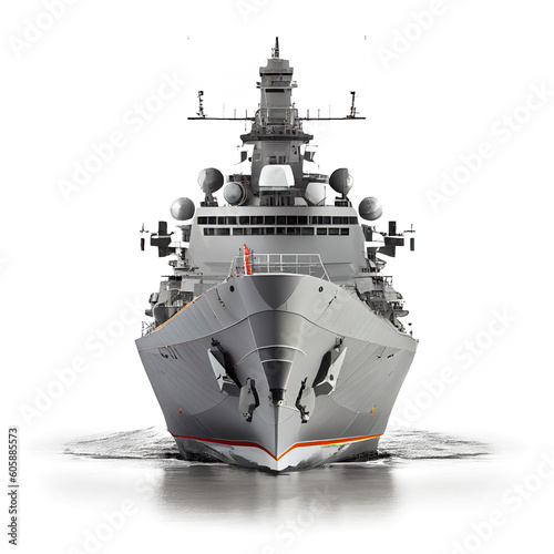 Realistic modern warships on a transparent background  PNG . Generative AI.