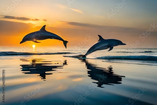 dolphins at sunset © MuhammadTalha