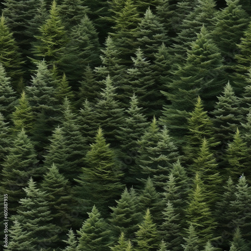 seamless pine tree pattern, repeatable forrest background texture, generative ai