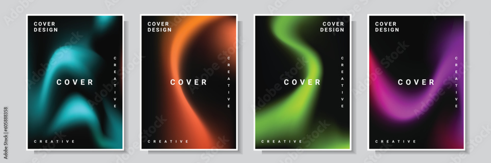 modern light wave gradation abstract colorful cover template background, set collection design vector