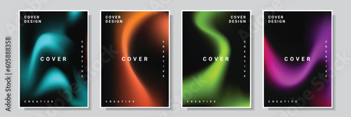 modern light wave gradation abstract colorful cover template background, set collection design vector