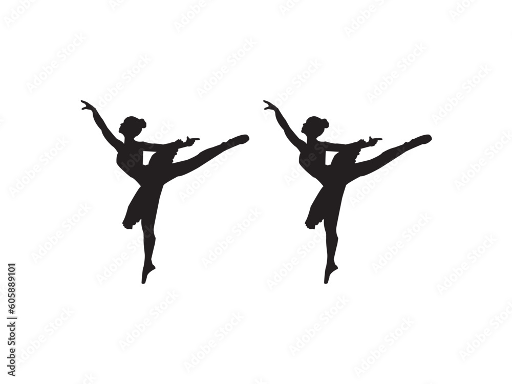 Ballerina silhouette ballet dance poses. Set Of Ballet Dancer Silhouettes. Dancers silhouettes - set of nine female figures - isolated on white background - vector