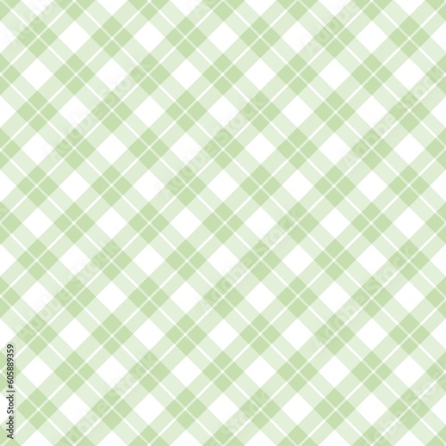 Seamless green and white tartan plaid pattern. 