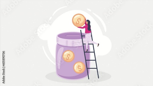 female volunter lifting money animation