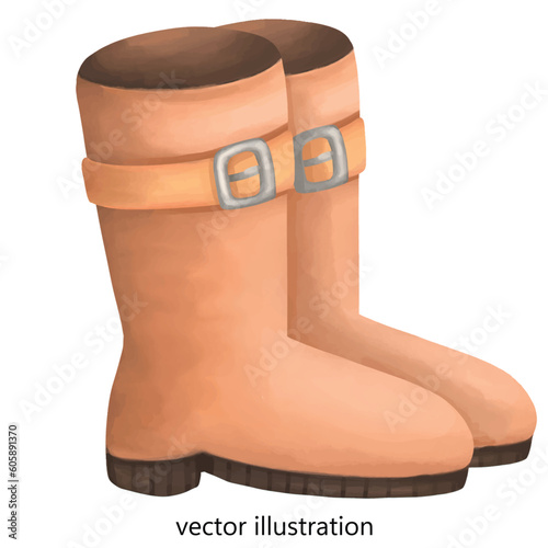 Boots watercolor vector for illustration , decoration , design 