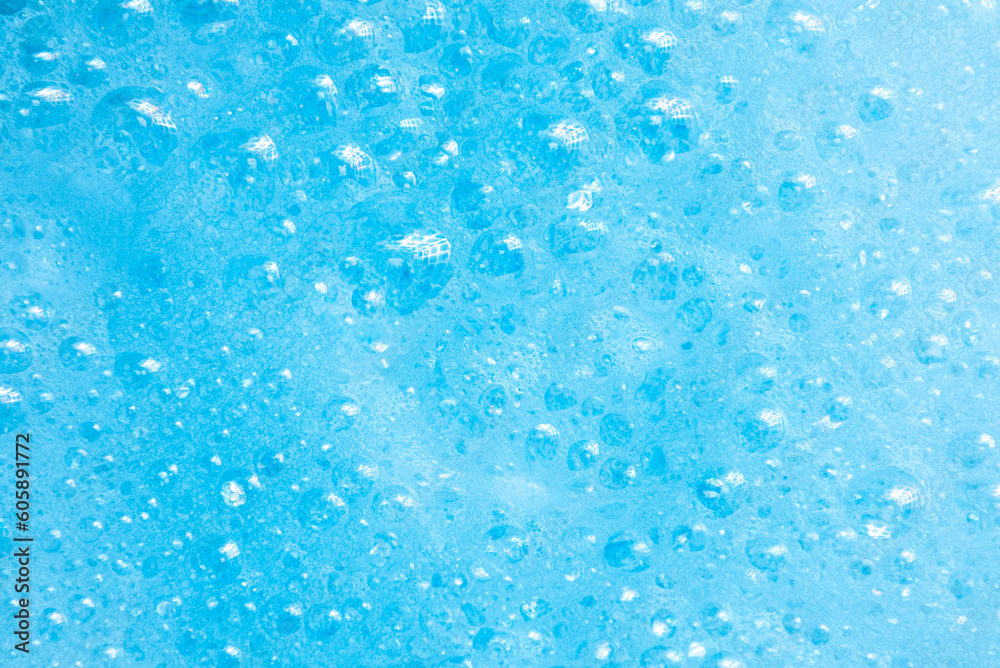 Blue turquoise water bubble, background images and science.soap bubble foam suds background.