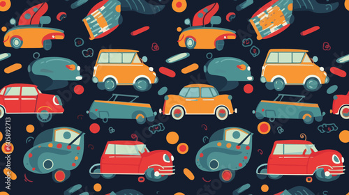 Mini cars seamless pattern, wallpaper, gift.