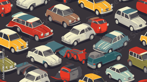 Mini cars seamless pattern, wallpaper, gift.