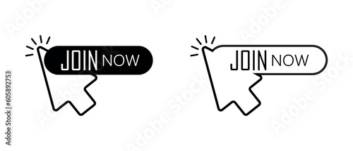 join now sign on white background	