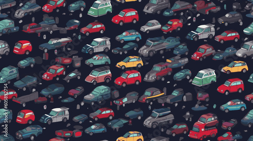 Mini cars seamless pattern, wallpaper, gift.