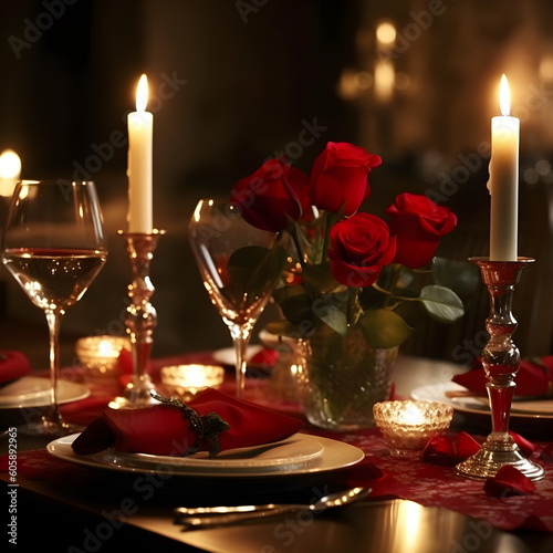 candles and roses romantic setting