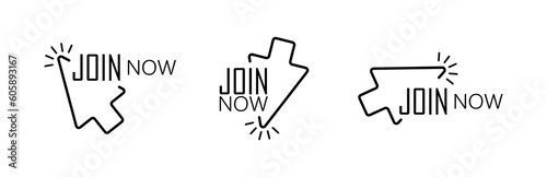 join now sign on white background	