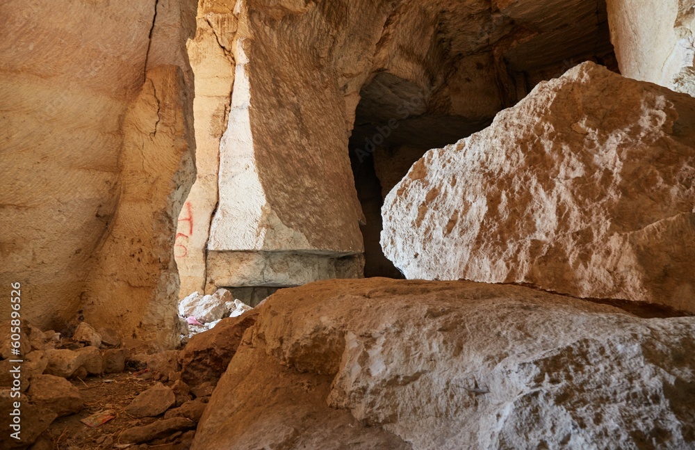 The Bazda Caves, in Urfa, Turkey, from which ancient builders quarried limestone for the whole region The Bazda Caves, in Urfa, Turkey, from which ancient builders quarried limestone for the whole region