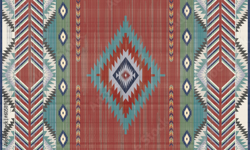 Navajo Native America South Western ethnic decor style. tribal vector seamless pattern. Indian ornament Boho geometric ornament.folk.orientel. Window.tukey Mexican .blanket, rug. Woven carpet. photo