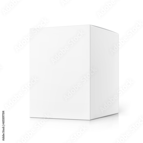 Realistic cardboard box mockup. Vector illustration isolated on white background. Can be use for cosmetic, perfume, pharmacy, food and etc. Ready for your design. EPS10.  © realstockvector
