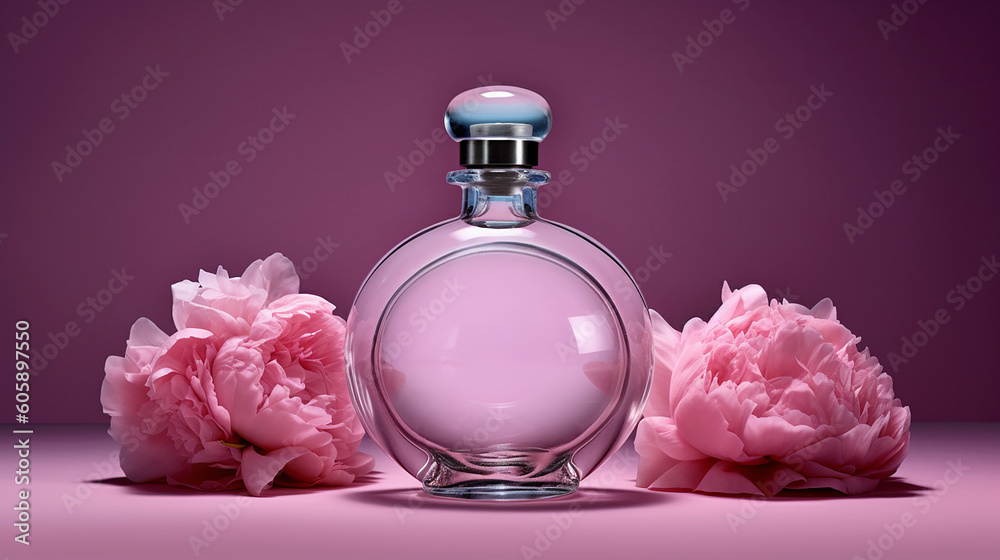 Peony series perfume, perfume using glass top shape,Generative AI Peony series perfume, perfume using glass top shape,Generative AI