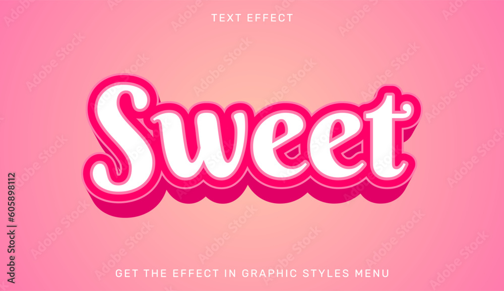 Sweet editable text effect in 3d style. Suitable for brand or business logo