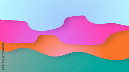 Abstract blue liquid waves futuristic background. Glowing retro wavy vector design © Petruk