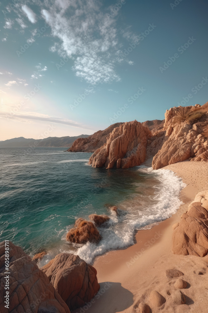 Rocks and sea Baja California, Sur Mexico. Poster