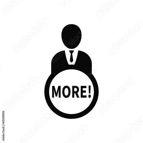Business person with text MORE! flat icon