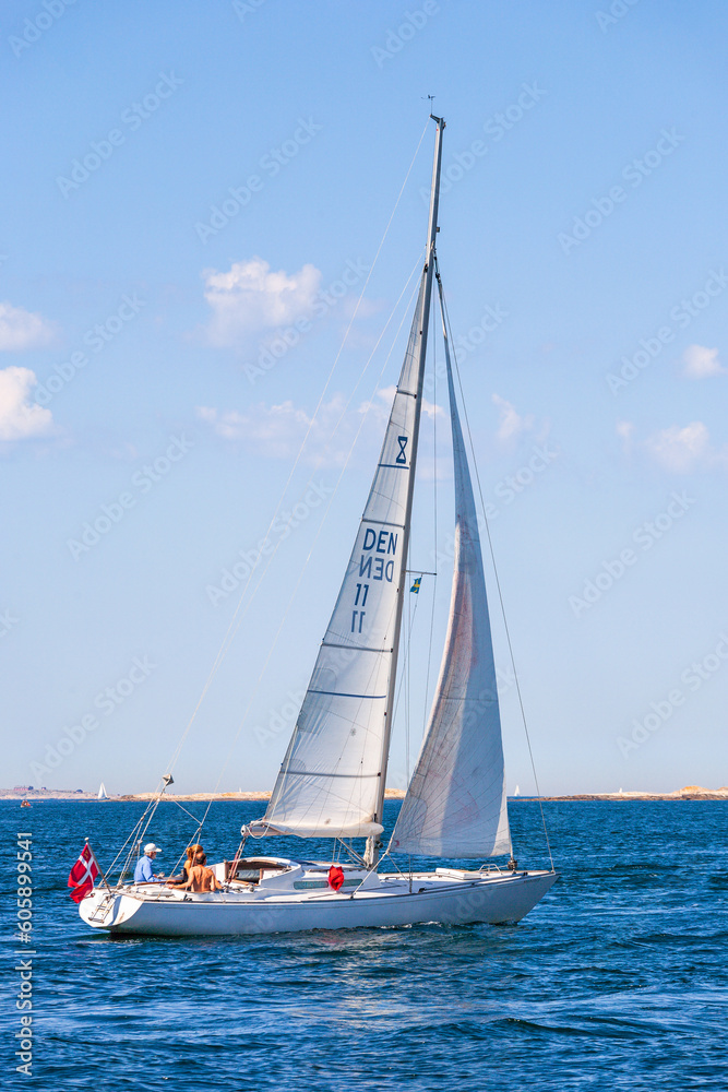 Danish sailboat on the sea on a sunny summer day