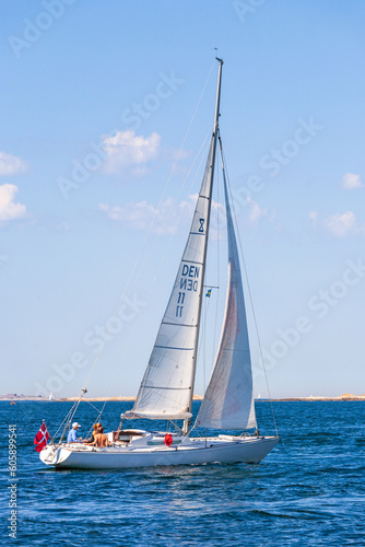 Danish sailboat on the sea on a sunny summer day