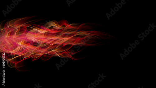graphic illustration on a black background of gradient red luminous filaments