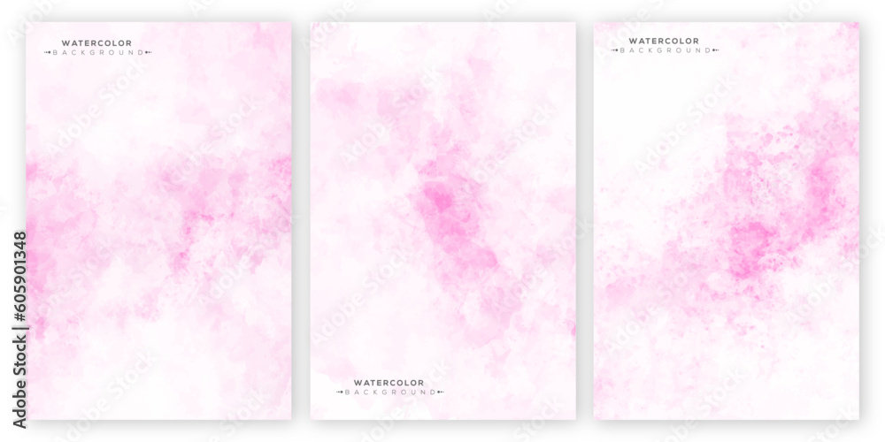 watercolor pink wet wash splash invitation card background template collection. Set of pink and yellow vector watercolor backgrounds. Watercolor background texture.