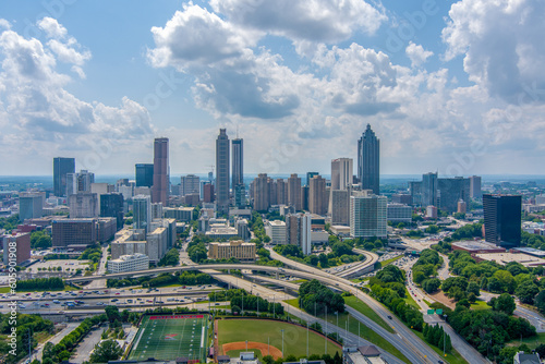 The Atlanta, Georgia skyline on a sunny day