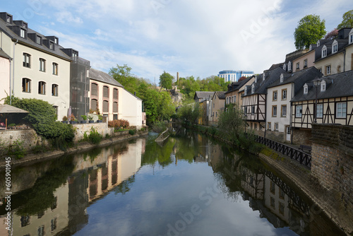 Pétrusse river in the old town of the city centre of Luxembourg