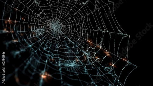 Abstract background with cobwebs on a dark background, generative AI.