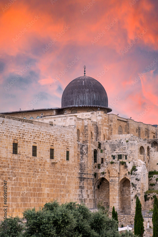 View of the Al-Aqsa Mosque dome, Jerusalem, Israel.