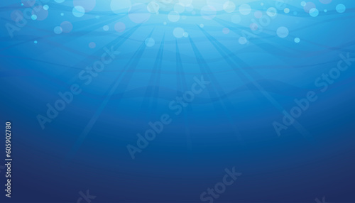 Underwater background. Blue ocean background. 