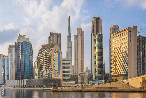 Canvas Print Center of Dubai with skyscrapers around Burj Khalifa of the city