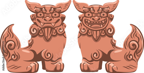 沖縄の守り神シーサーのイメージイラスト photo