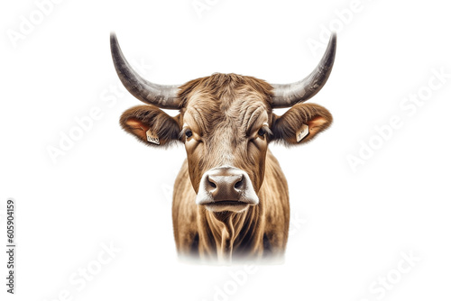 Bull Face Shot Isolated on a transparent Background, Generative Ai