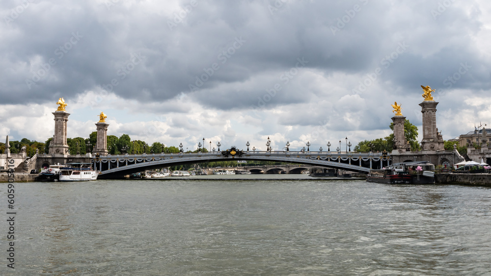 Fototapeta premium The Alexandre III bridge from the Seine, in Paris, France
