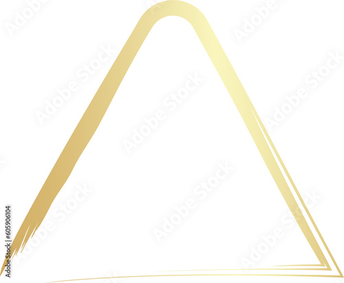 Gold triangle rounded frame. Brush strokes