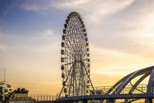 Modern urban amusement park for recreation and entertainment photo