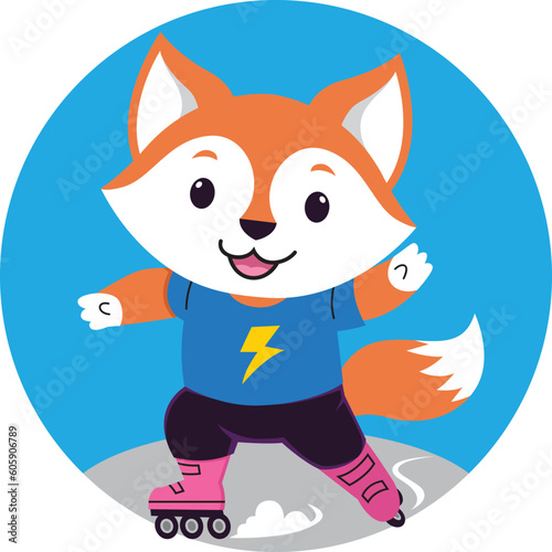 Fox Skating Cartoon Character