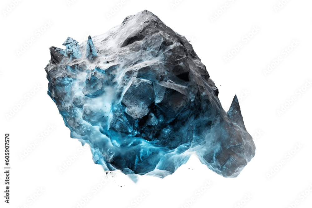 Ice Asteroid Isolated on Transparent Background, Generative Ai